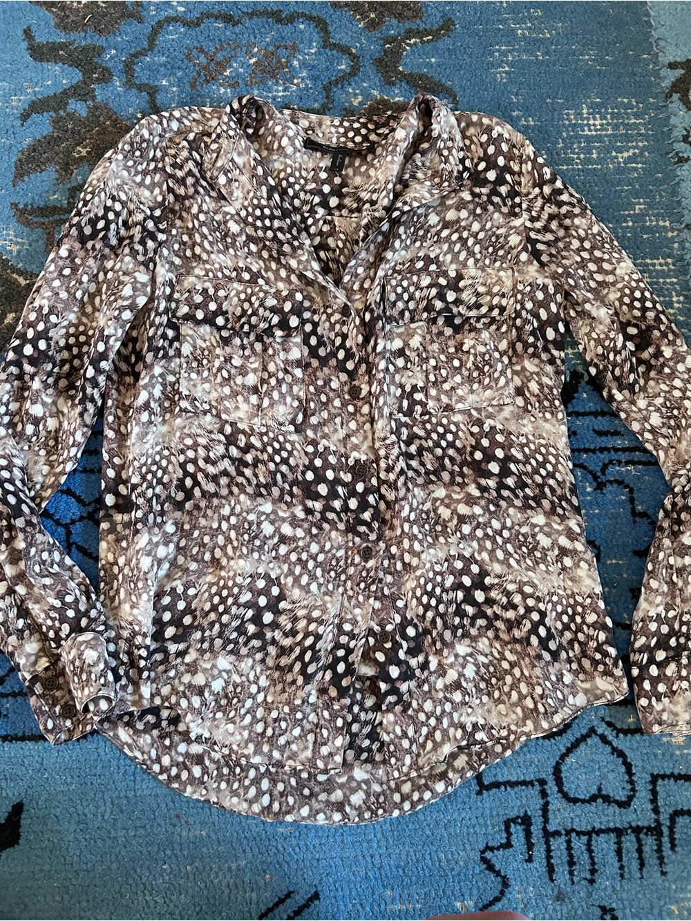 BCBGMAXAZRIA Anderson Printed Woven Silk Blouse